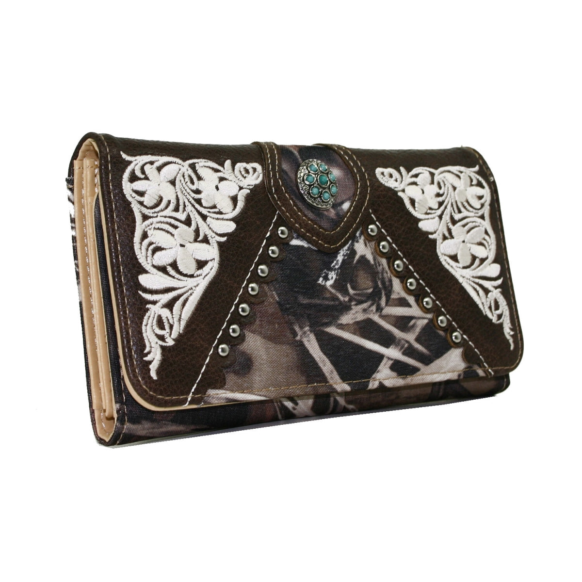 Western Turquoise Concho Accented Wallet