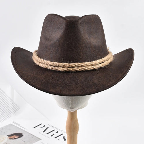 New Vintage Roll Brim Western Cowboy Hats Outdoor Travel Gentleman