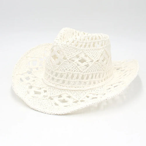 Spring and summer new hollowed out denim hat, hand woven straw hat,