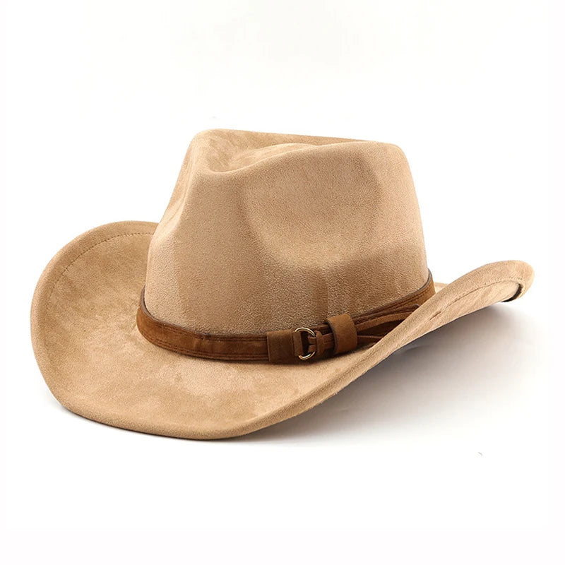 Western Cowboy Hat Imitation Leather Velvet Jazz Hat