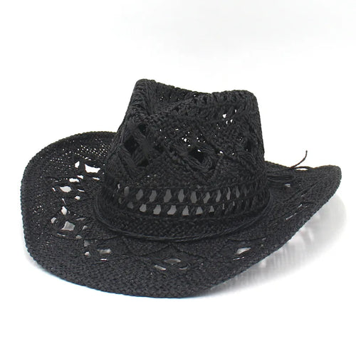 Spring and summer new hollowed out denim hat, hand woven straw hat,