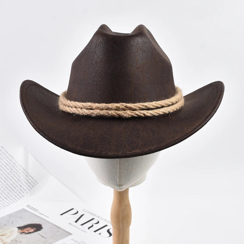 New Vintage Roll Brim Western Cowboy Hats Outdoor Travel Gentleman