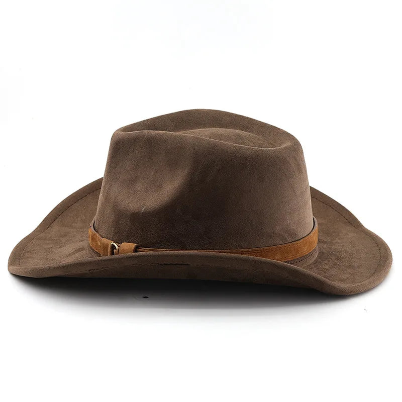 Western Cowboy Hat Imitation Leather Velvet Jazz Hat