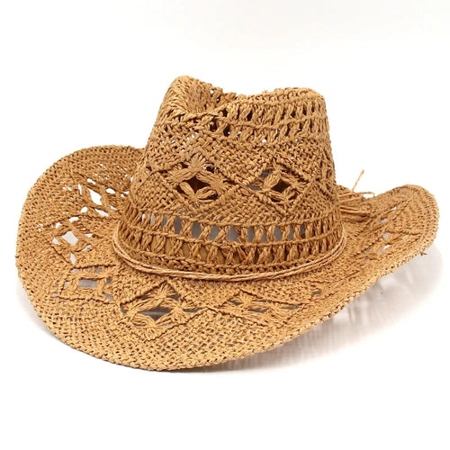 Spring and summer new hollowed out denim hat, hand woven straw hat,