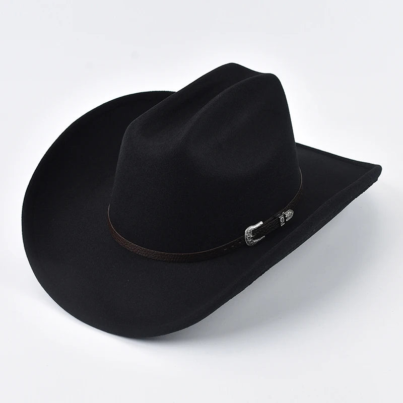 Unisex Western Cowboy Hat With Leather Vintage Big-edge Gentleman