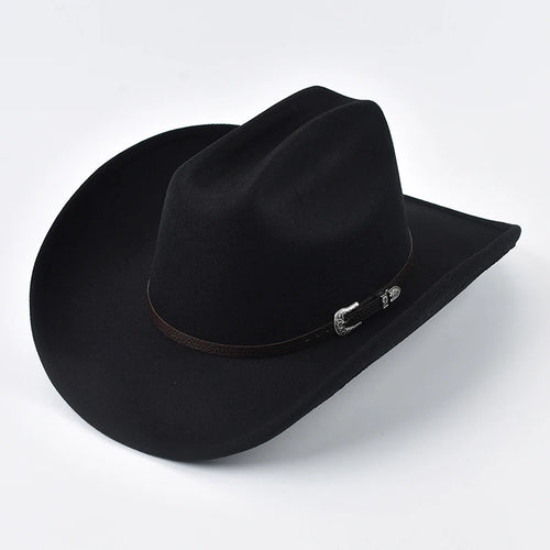 Unisex Western Cowboy Hat With Leather Vintage Big-edge Gentleman
