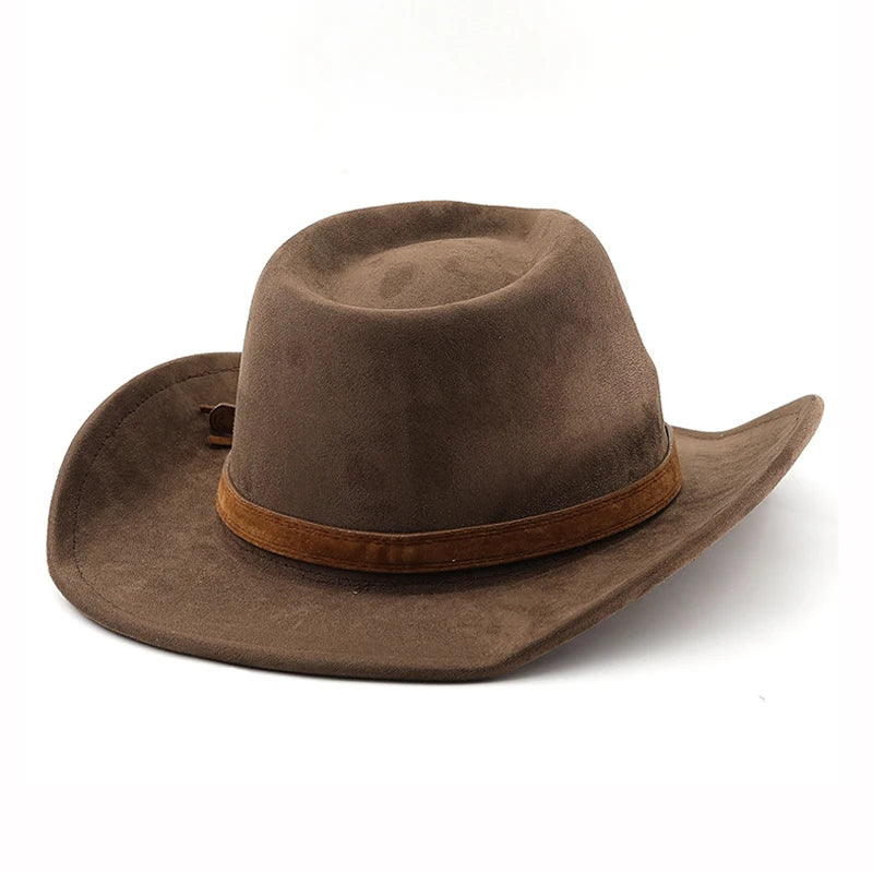 Western Cowboy Hat Imitation Leather Velvet Jazz Hat