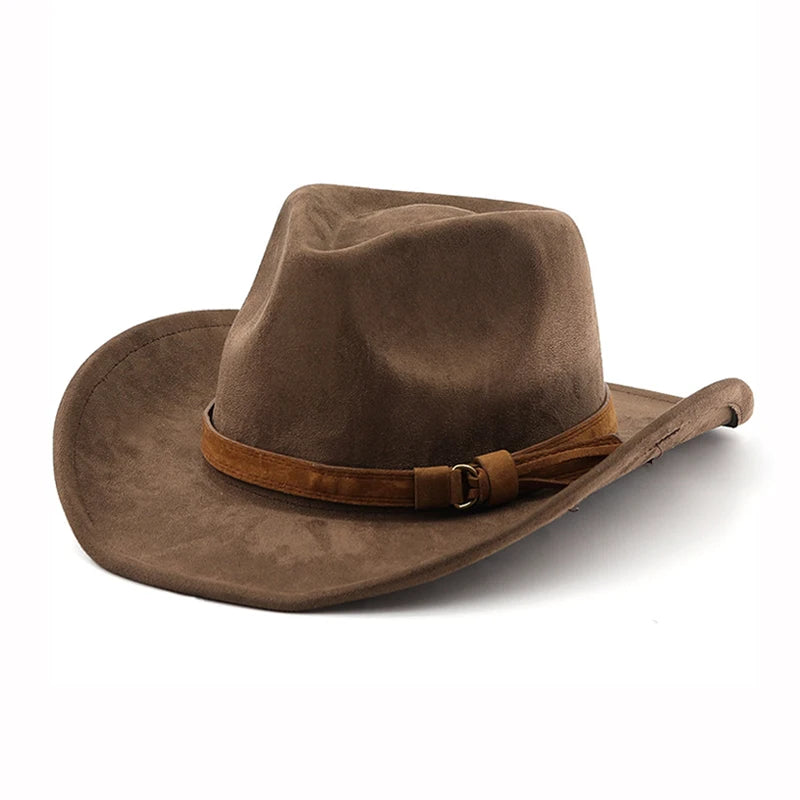 Western Cowboy Hat Imitation Leather Velvet Jazz Hat