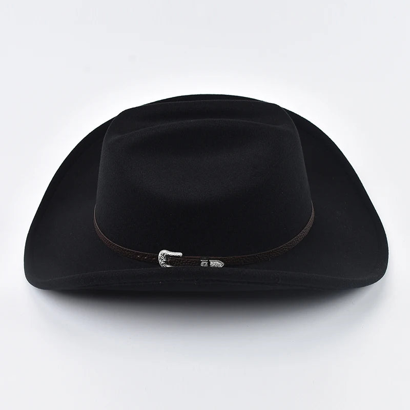 Unisex Western Cowboy Hat With Leather Vintage Big-edge Gentleman