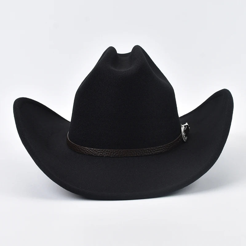 Unisex Western Cowboy Hat With Leather Vintage Big-edge Gentleman