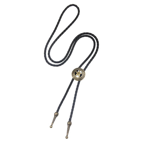 Adjustable Bull Head Five Stars Western Cowboy Bolo Tie Rodeo Dance