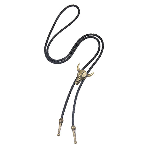 Adjustable Bull Head Five Stars Western Cowboy Bolo Tie Rodeo Dance