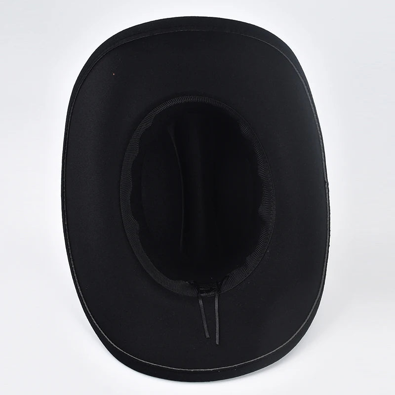 Unisex Western Cowboy Hat With Leather Vintage Big-edge Gentleman