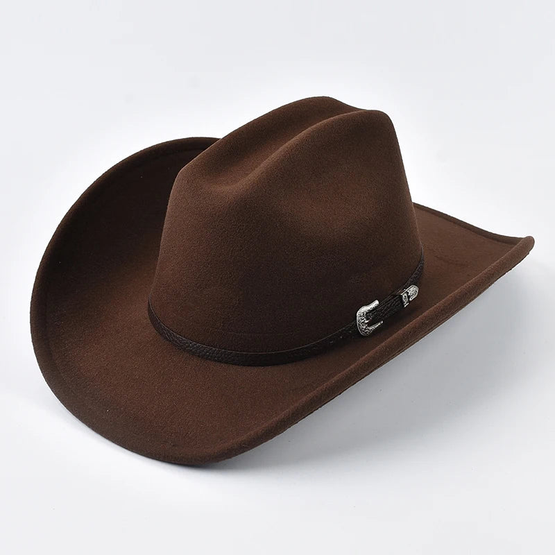 Unisex Western Cowboy Hat With Leather Vintage Big-edge Gentleman