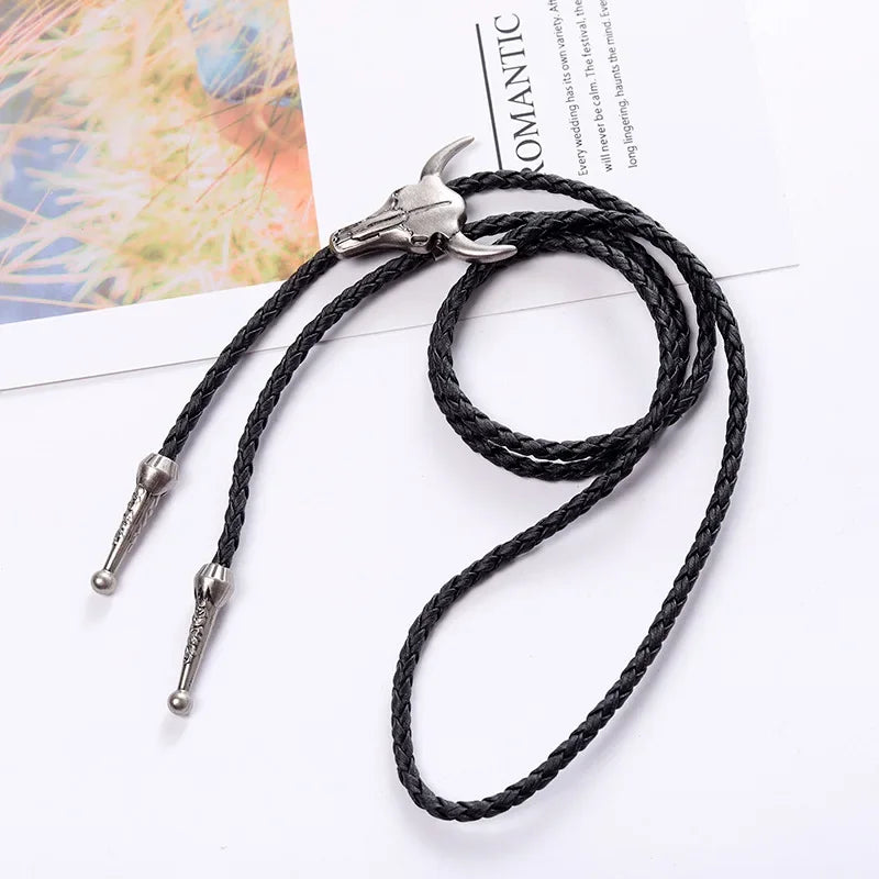 Adjustable Bull Head Five Stars Western Cowboy Bolo Tie Rodeo Dance