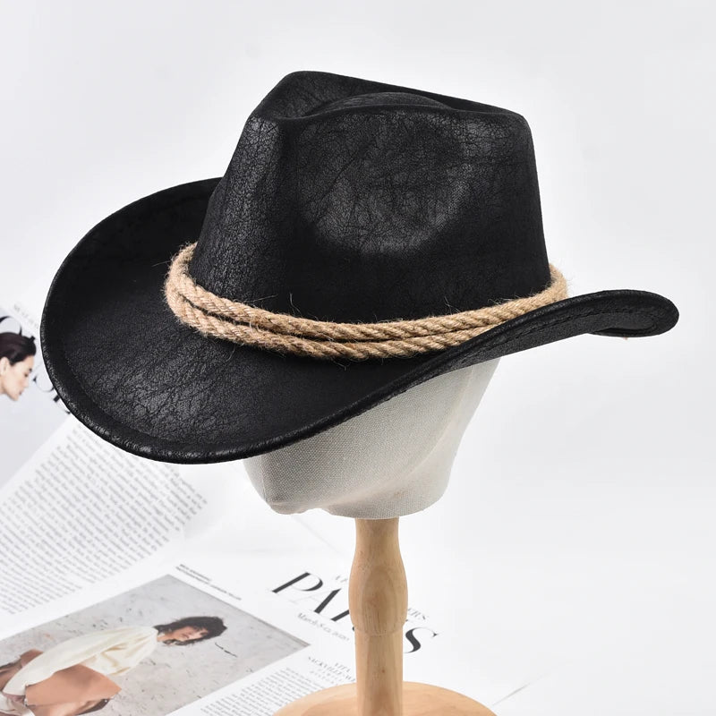 New Vintage Roll Brim Western Cowboy Hats Outdoor Travel Gentleman