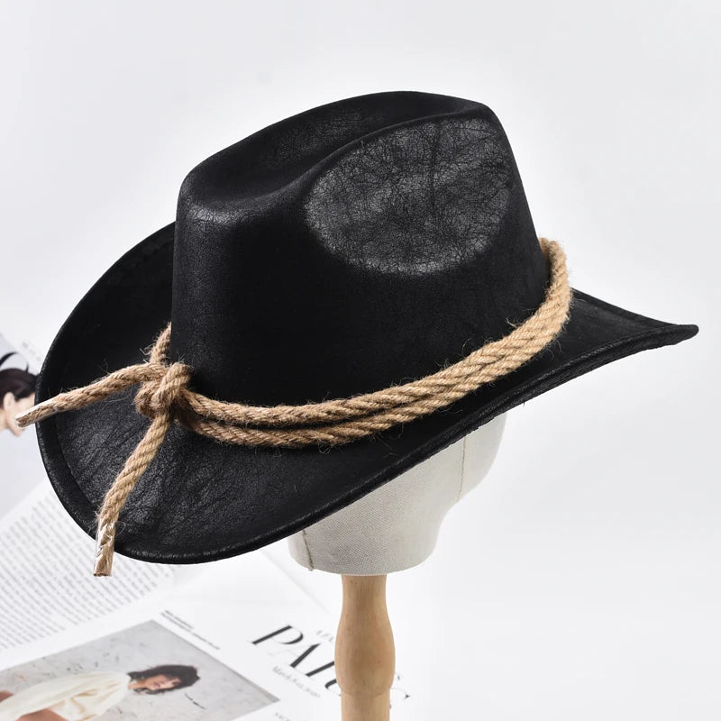 New Vintage Roll Brim Western Cowboy Hats Outdoor Travel Gentleman