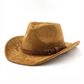 Western Cowboy Hat Imitation Leather Velvet Jazz Hat