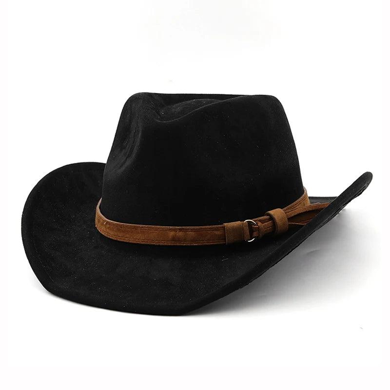 Western Cowboy Hat Imitation Leather Velvet Jazz Hat