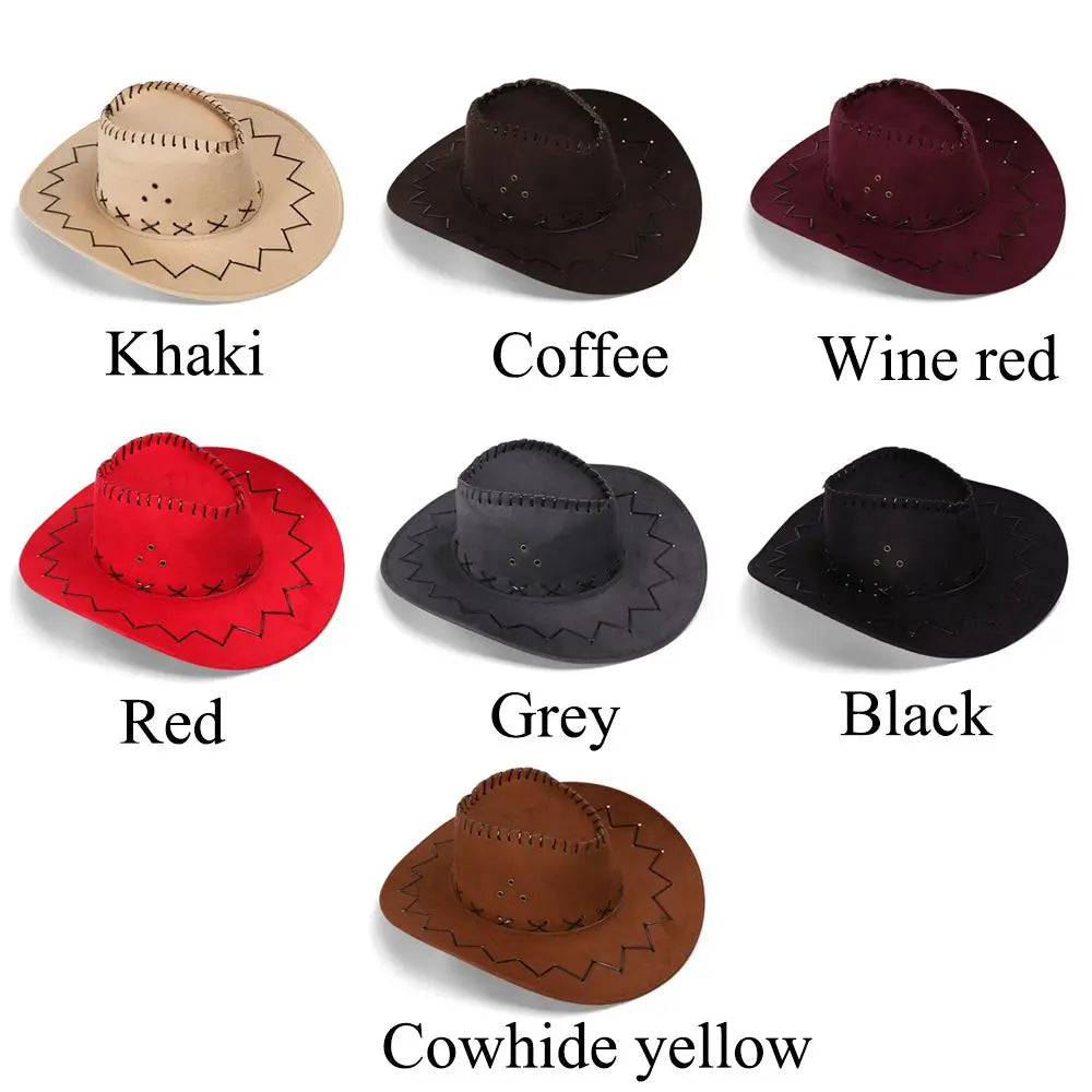 Women Men Cowboy Hat Western Suede Cowgirl Hats Fashion West Fancy