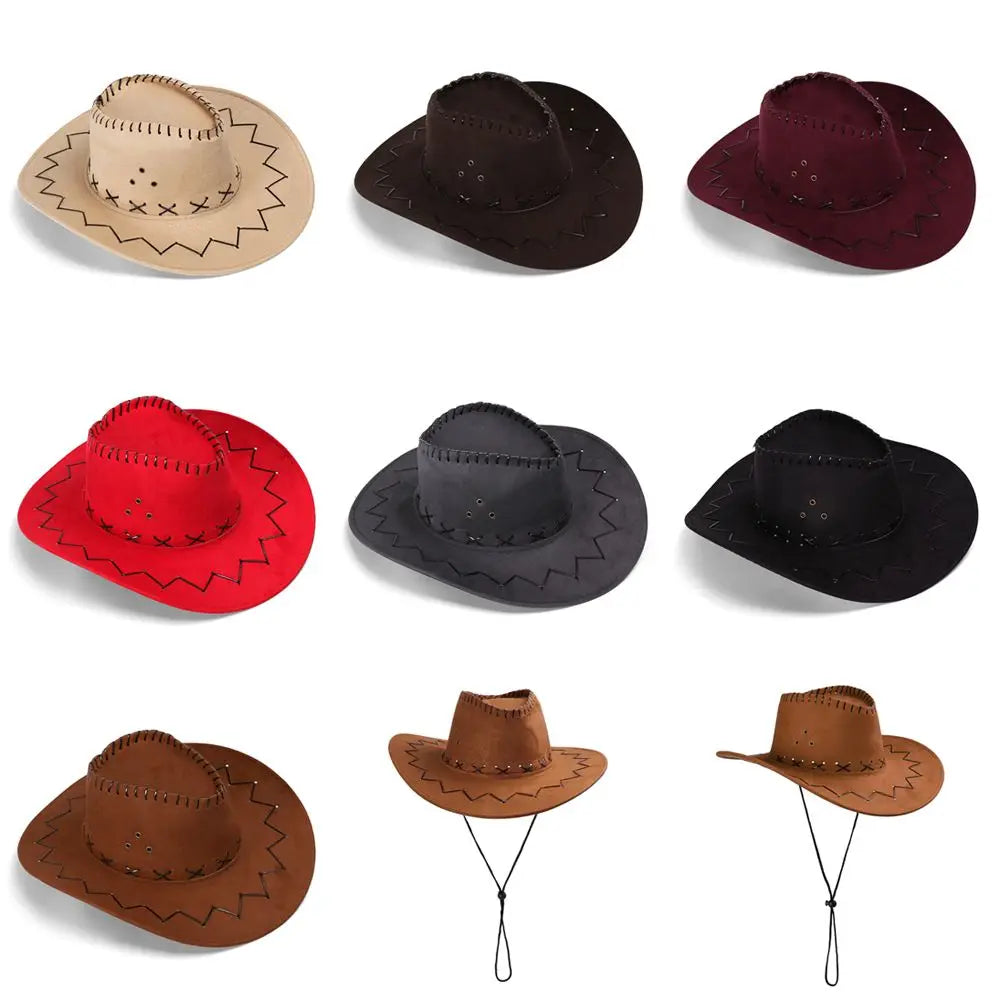 Women Men Cowboy Hat Western Suede Cowgirl Hats Fashion West Fancy