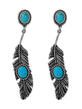 Turquoise Feather Earrings