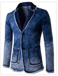 Denim Suits Blazer Men Cowboy galling gradient color design two button